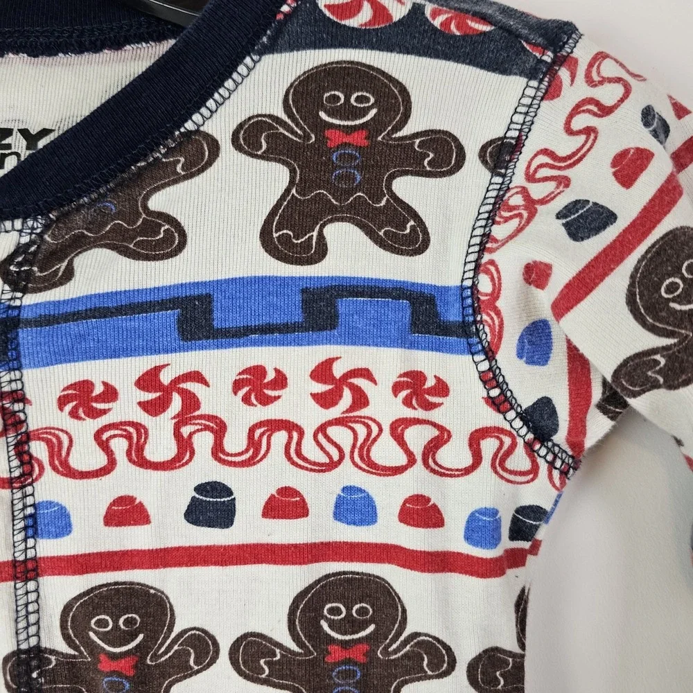 Lazy One Kids Size 8 Pajamas One Piece Cotton Sweet Cheeks Gingerbread Sleepwear
